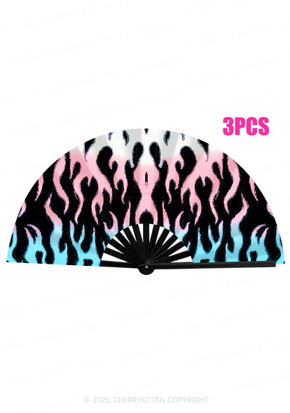 Trans Flame Pride Y2K Rave Hand Fan Cherrykitten