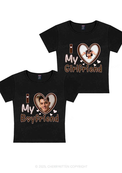 Custom BF GF Brown Heart Y2K Valentine's Day Baby Tee Cherrykitten