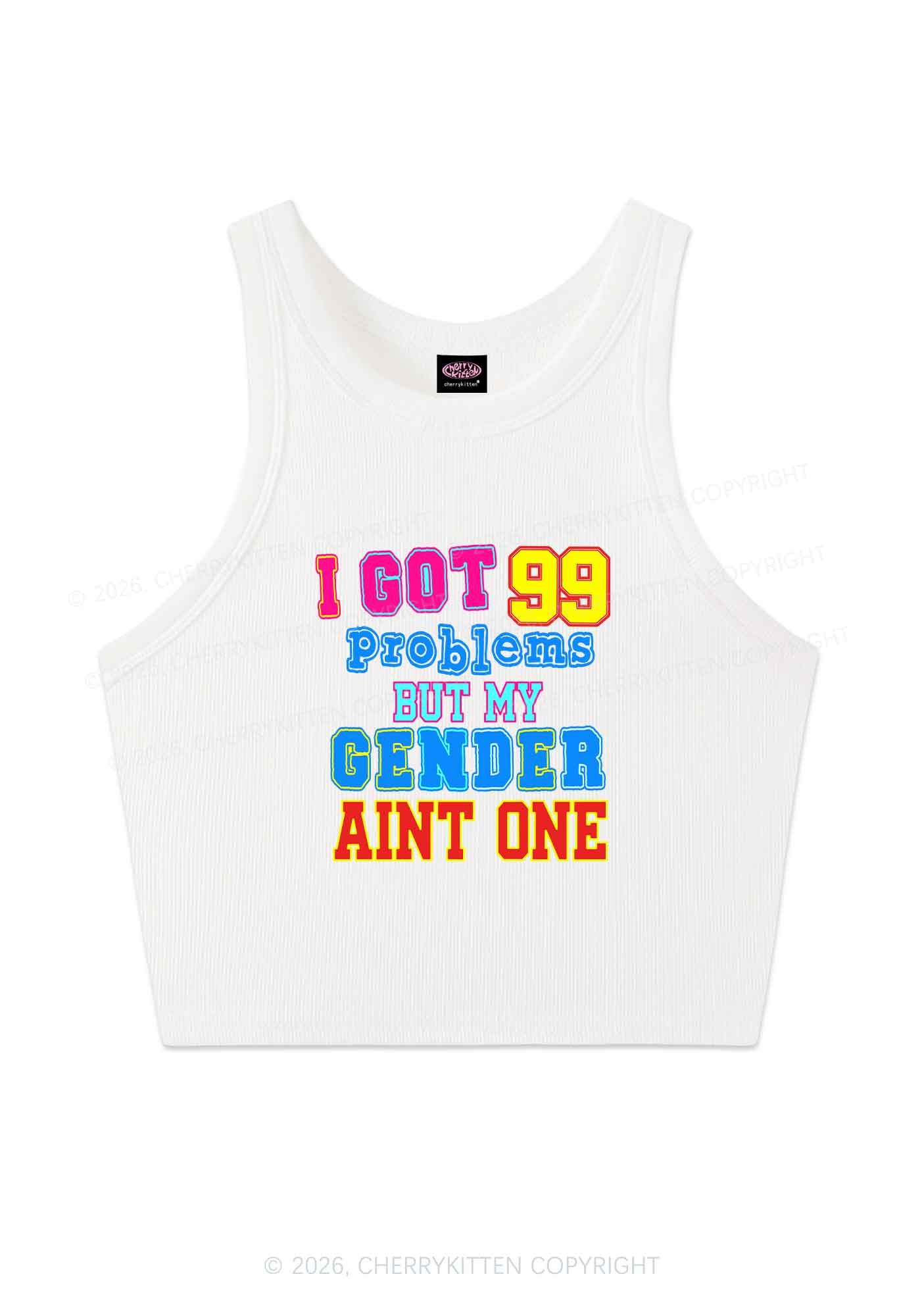 Gender Aint One Pride Y2K Crop Tank Top Cherrykitten