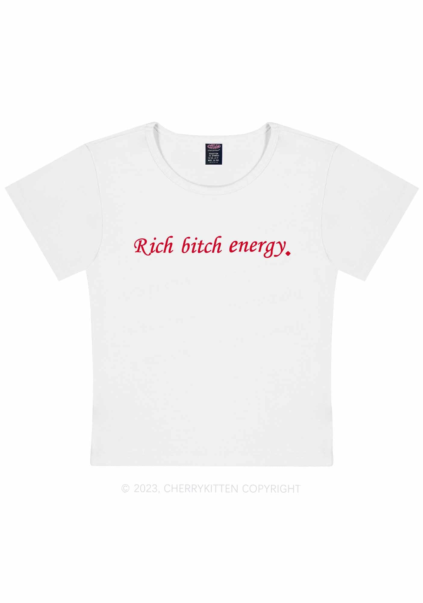 Rich Bxxch Energy Y2K Baby Tee Cherrykitten
