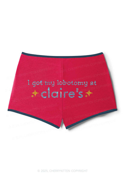 Rhinestone I Got My Lobotomy At Claires Y2K Booty Shorts Cherrykitten