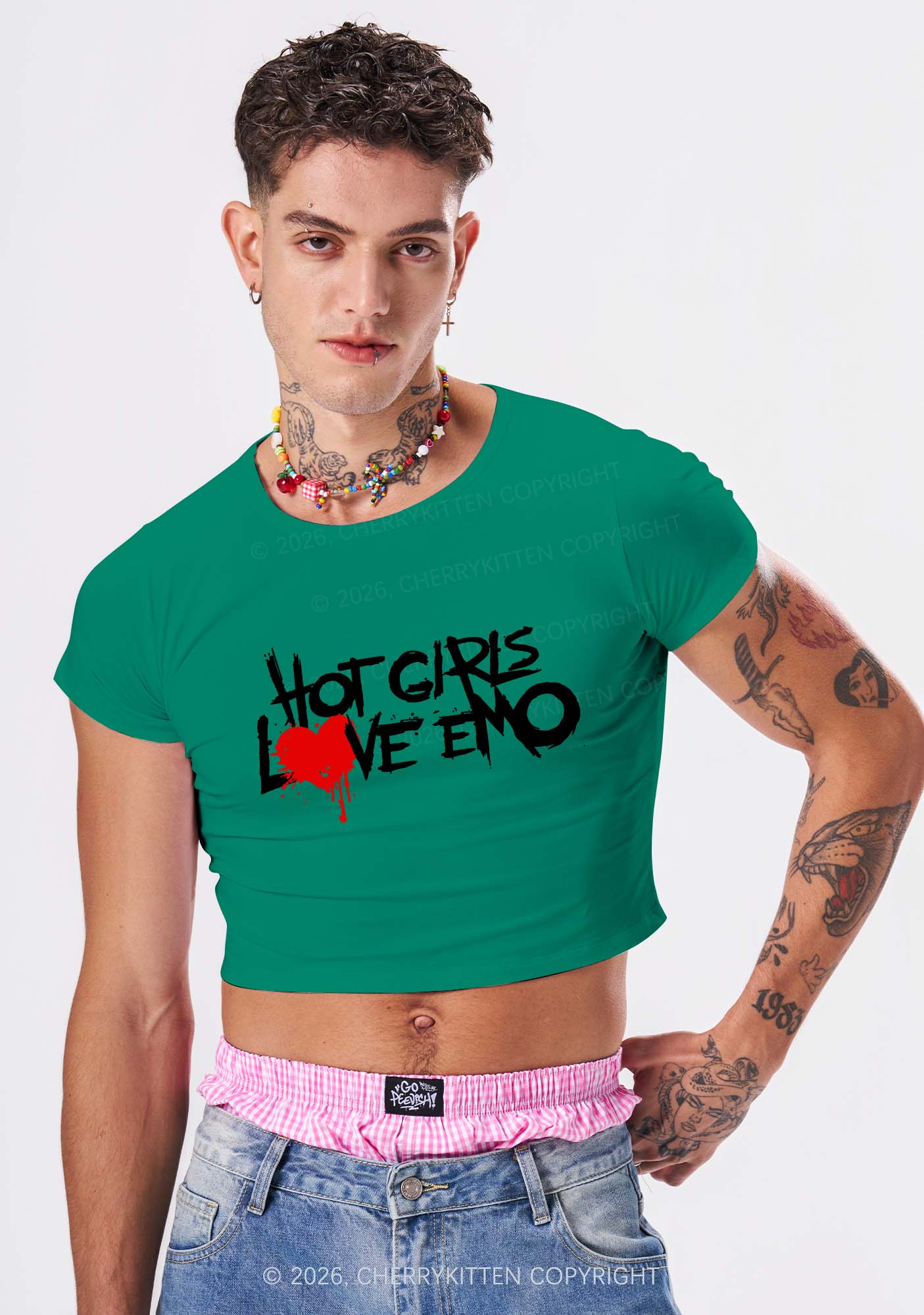 Hot Girls Love Emo Y2K Baby Tee Cherrykitten