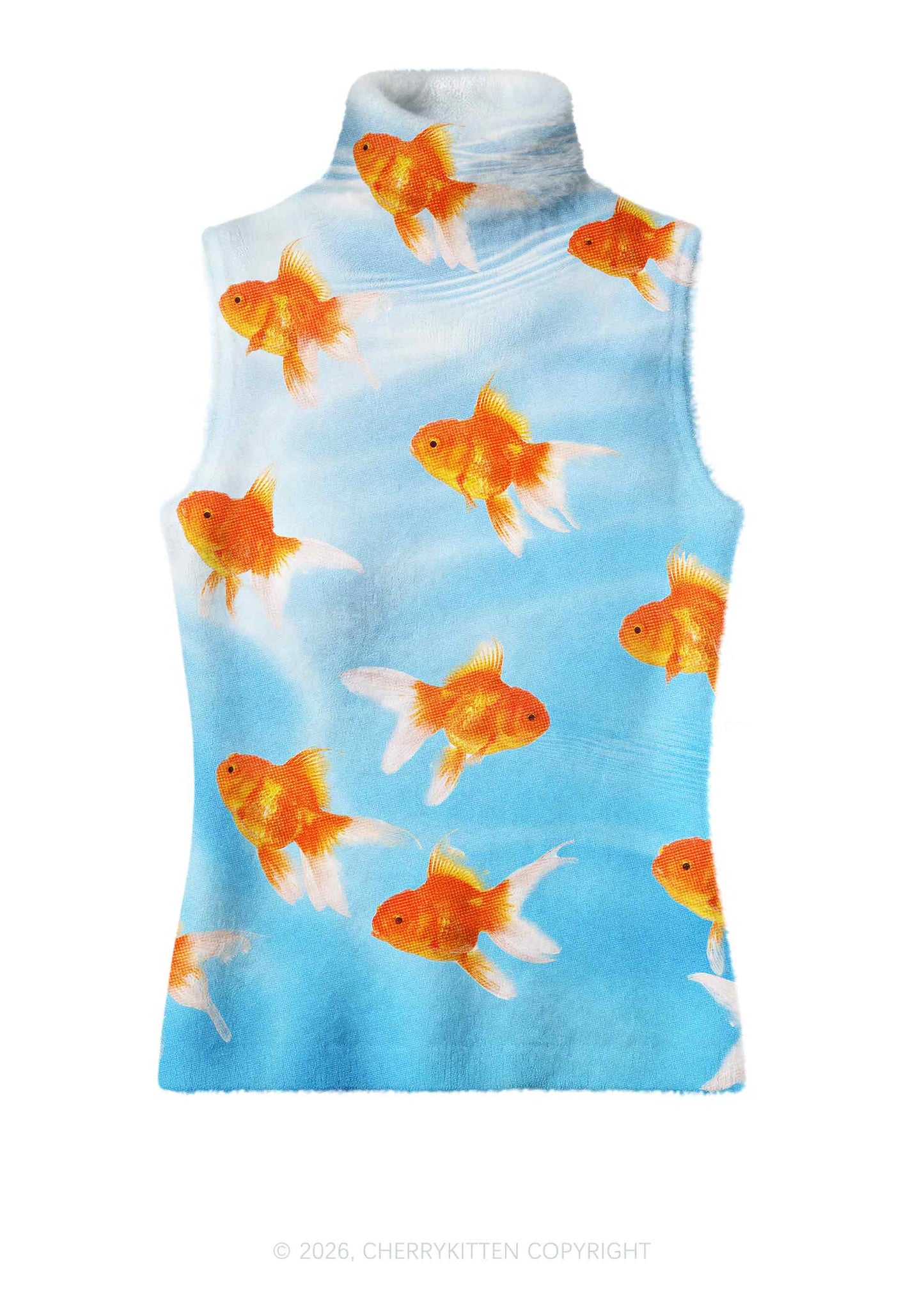 Goldfish Y2K Knit Turtleneck Tank Top Cherrykitten