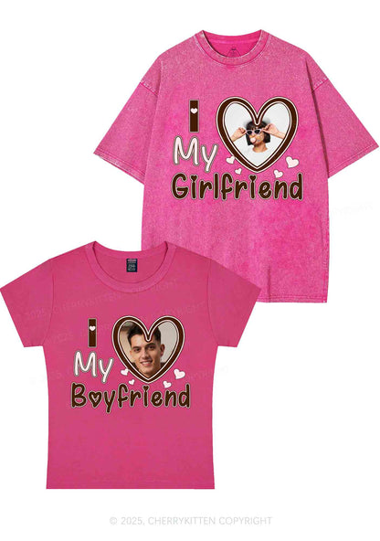 Custom BF GF Brown Heart Y2K Valentine's Day Couple Shirt Cherrykitten
