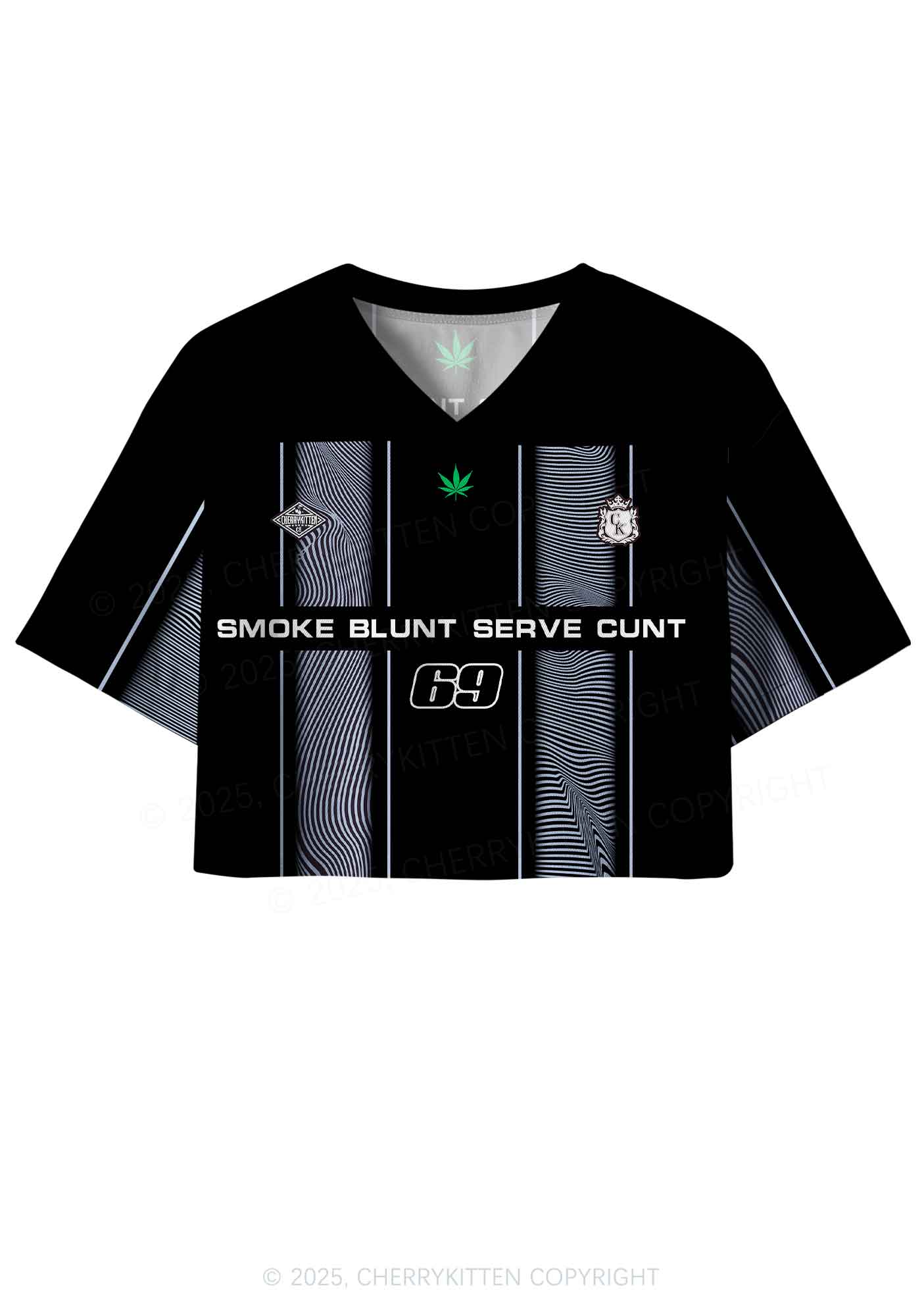 Custom Black Smoke Blunt Y2K Crop Sport Jersey Shirts Cherrykitten