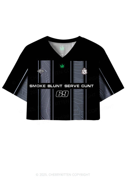 Custom Black Smoke Blunt Y2K Crop Sport Jersey Shirts Cherrykitten