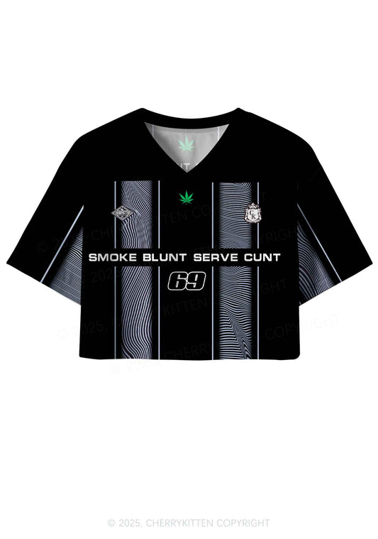 Custom Black Smoke Blunt Y2K Crop Sport Jersey Shirts Cherrykitten