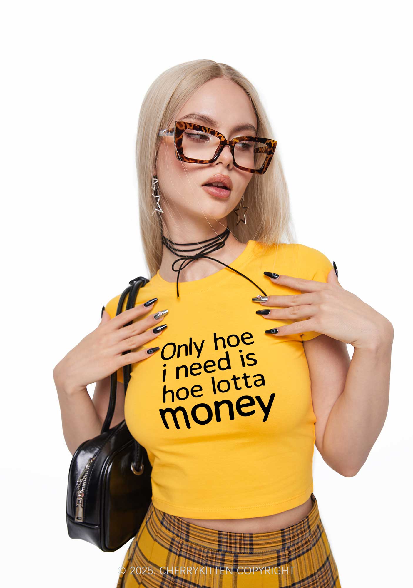 Need Hoe Lotta Money Y2K Baby Tee Cherrykitten