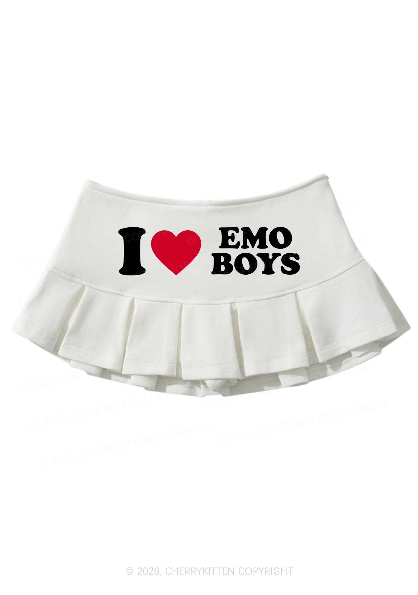 I Love Emo Boys Y2K Mini Pleated Skirts Cherrykitten