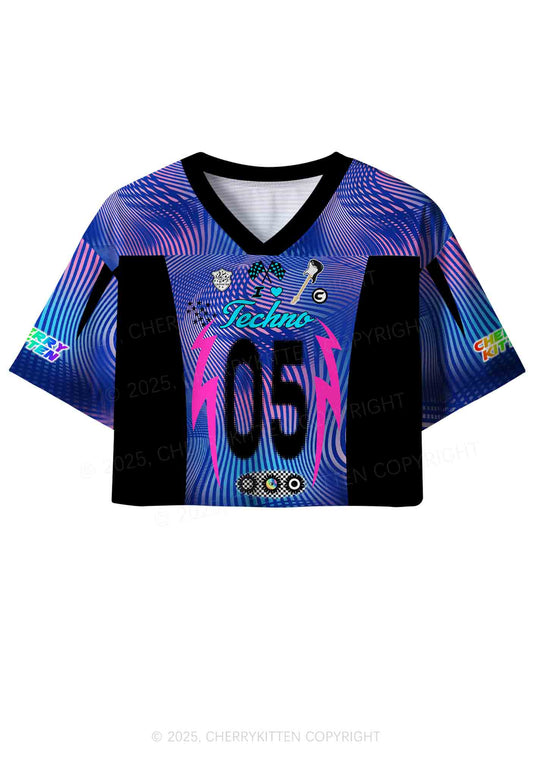 Custom I Love Techno Y2K Crop Sport Jersey Shirts Cherrykitten