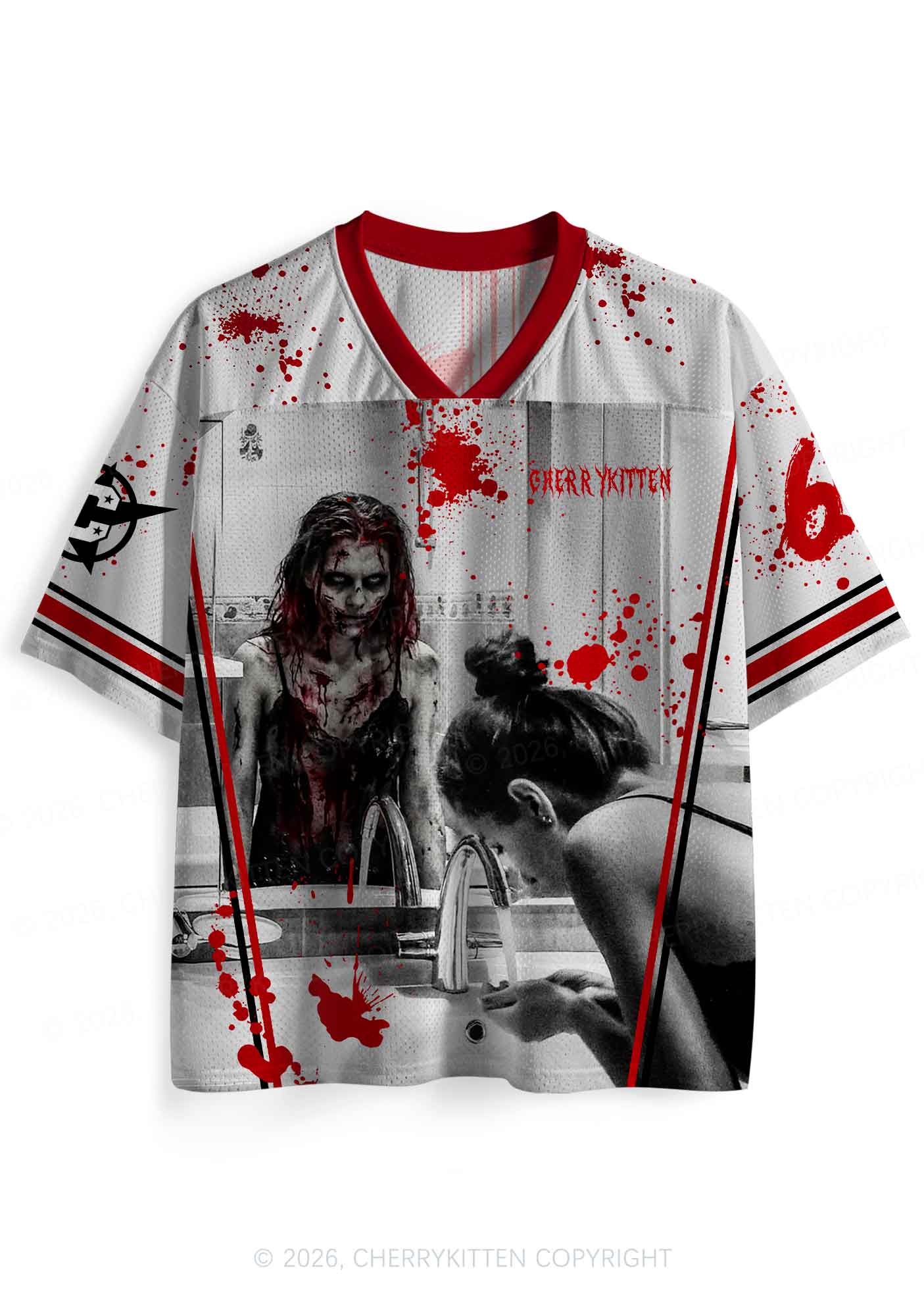 Halloween Blood Mirror Ghost Y2K Sport Jersey Shirts Cherrykitten