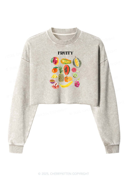 Fruity Pride Y2K Crop Washed Sweatshirts Cherrykitten