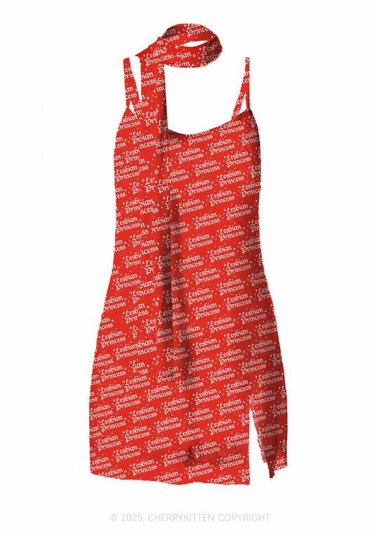 Lesbian Princess Pride Y2K Mesh Slip Dress Cherrykitten