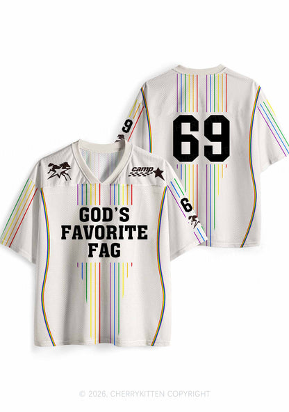 Gods Favorite Fag Rainbow Stripes Pride Y2K Sport Jersey Shirts Cherrykitten