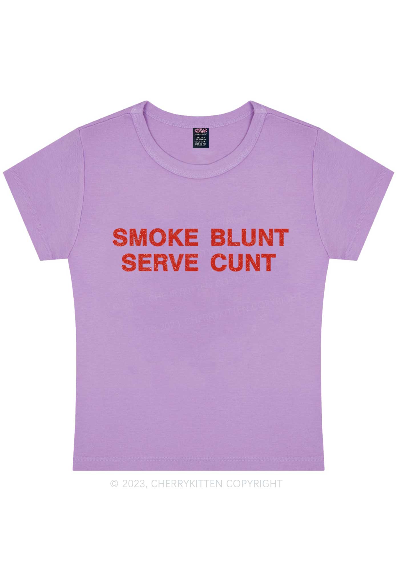 Curvy Smoke Blunt Y2K Baby Tee Cherrykitten