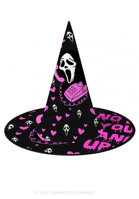 Halloween No You Hang Up Y2K Print Witch Hat Cherrykitten