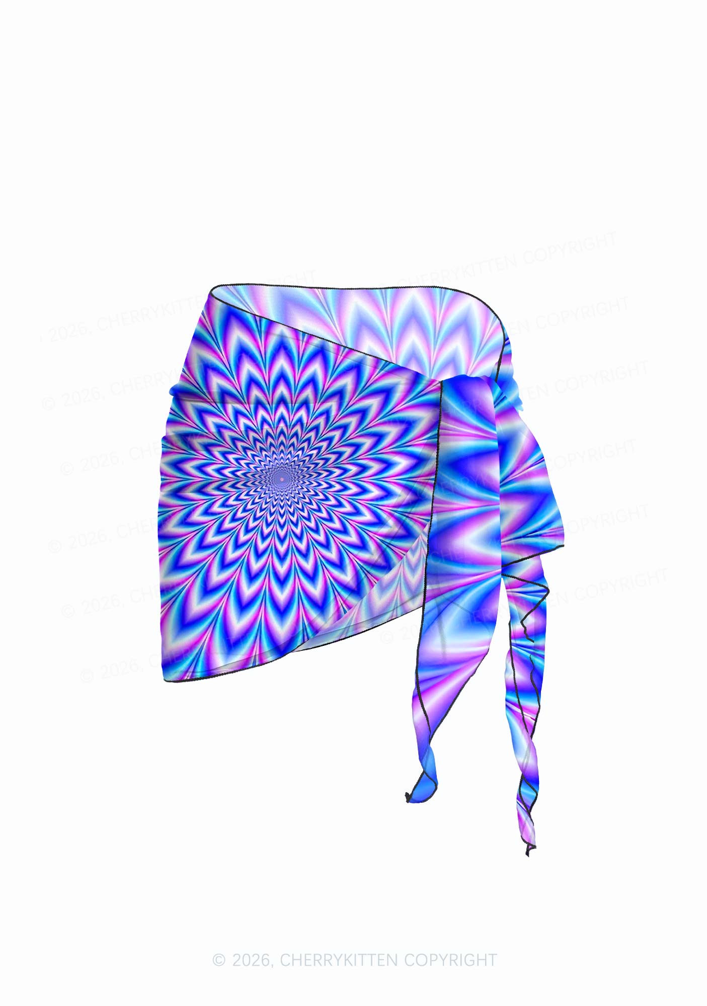 Blue Vortex Optical Illusion Y2K Print Bikini Set Cherrykitten