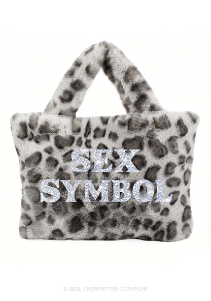 Glitter Sx Symbol Y2K Plush Leopard Handbag Cherrykitten