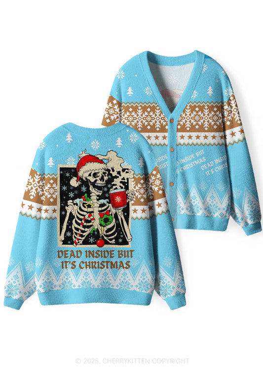 Dead Inside Y2K Christmas Cardigan Knit Sweatshirt Cherrykitten