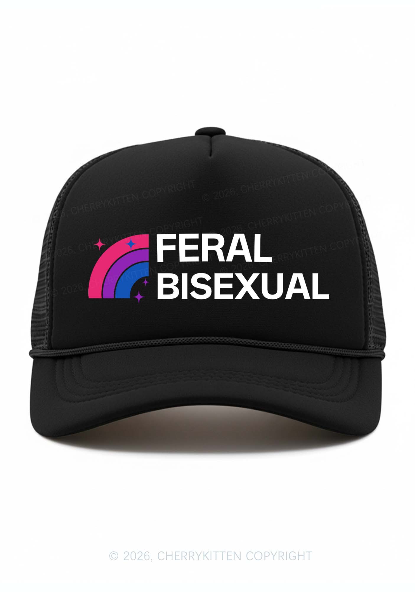 Feral Bisexual Pride Y2K Trucker Hat Cherrykitten