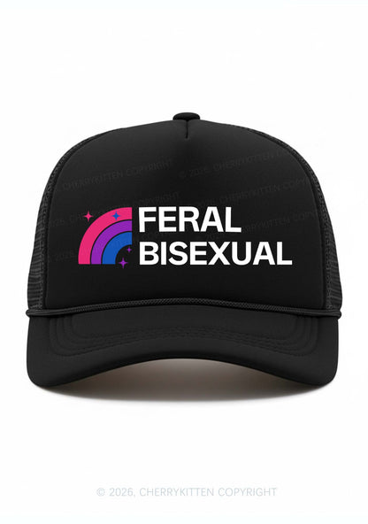 Feral Bisexual Pride Y2K Trucker Hat Cherrykitten