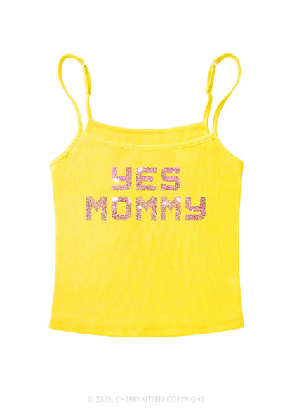 Rhinestone Yes Mommy Y2K Spaghetti Strap Cami Cherrykitten