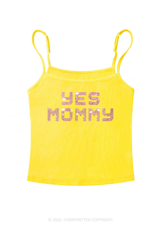 Rhinestone Yes Mommy Y2K Spaghetti Strap Cami Cherrykitten