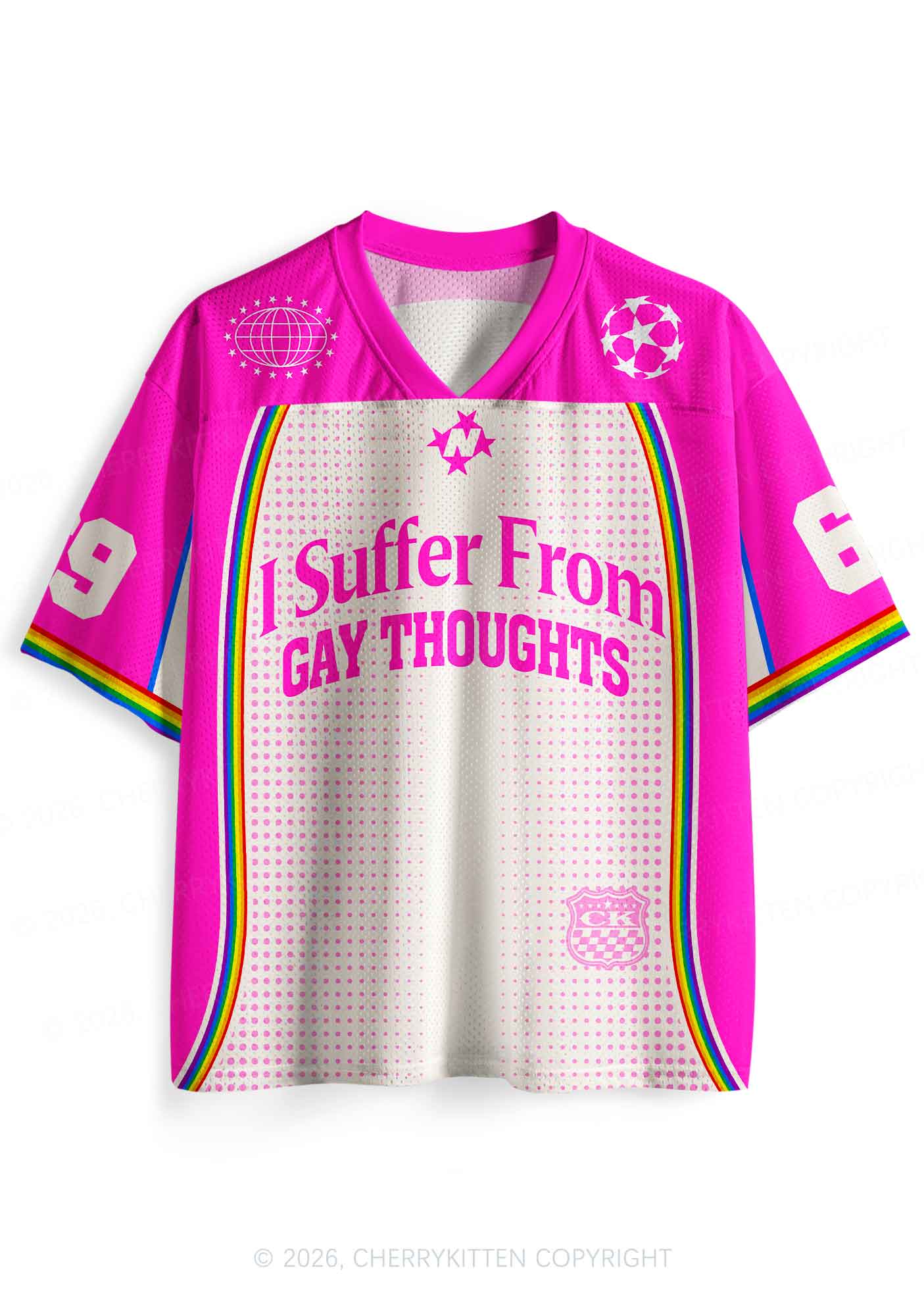 Hot Pink Dots Suffer From Gay Thoughts Pride Y2K Sport Jersey Shirts Cherrykitten