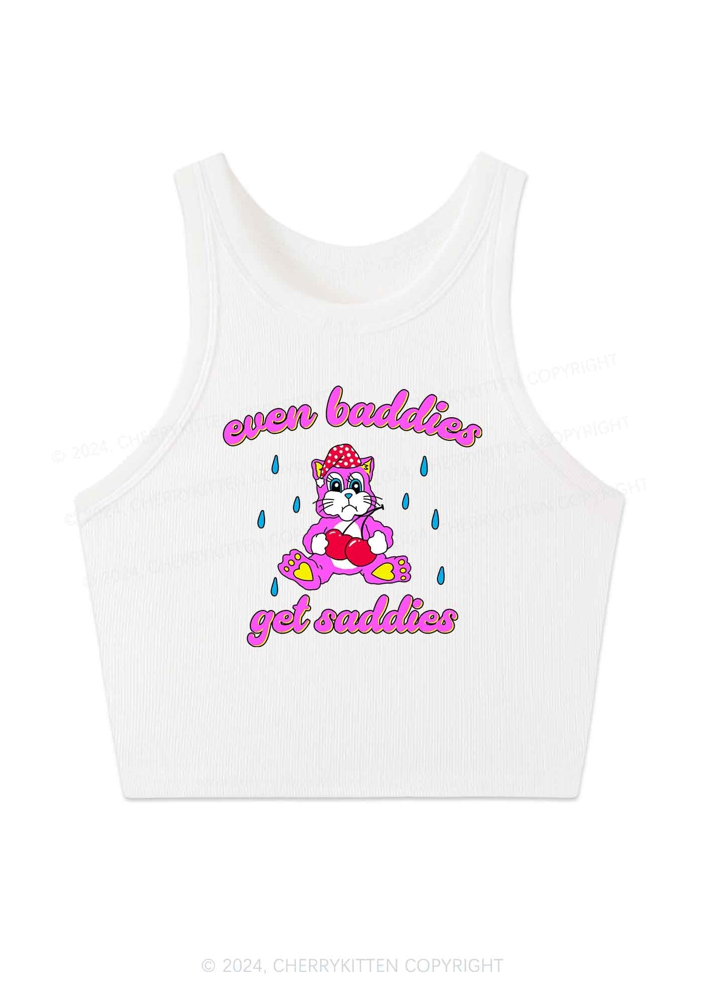 Baddies Got Saddies Cat Y2K Crop Tank Top Cherrykitten