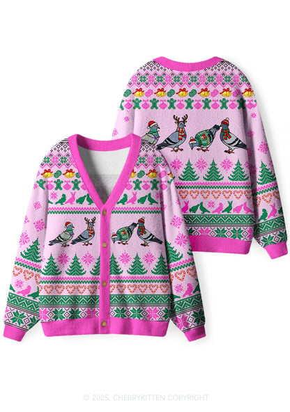 Christmas Pigeon Y2K Christmas Cardigan Knit Sweatshirt Cherrykitten