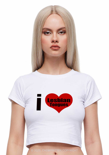 I Love Lesbian Tongues Y2K Baby Tee Cherrykitten
