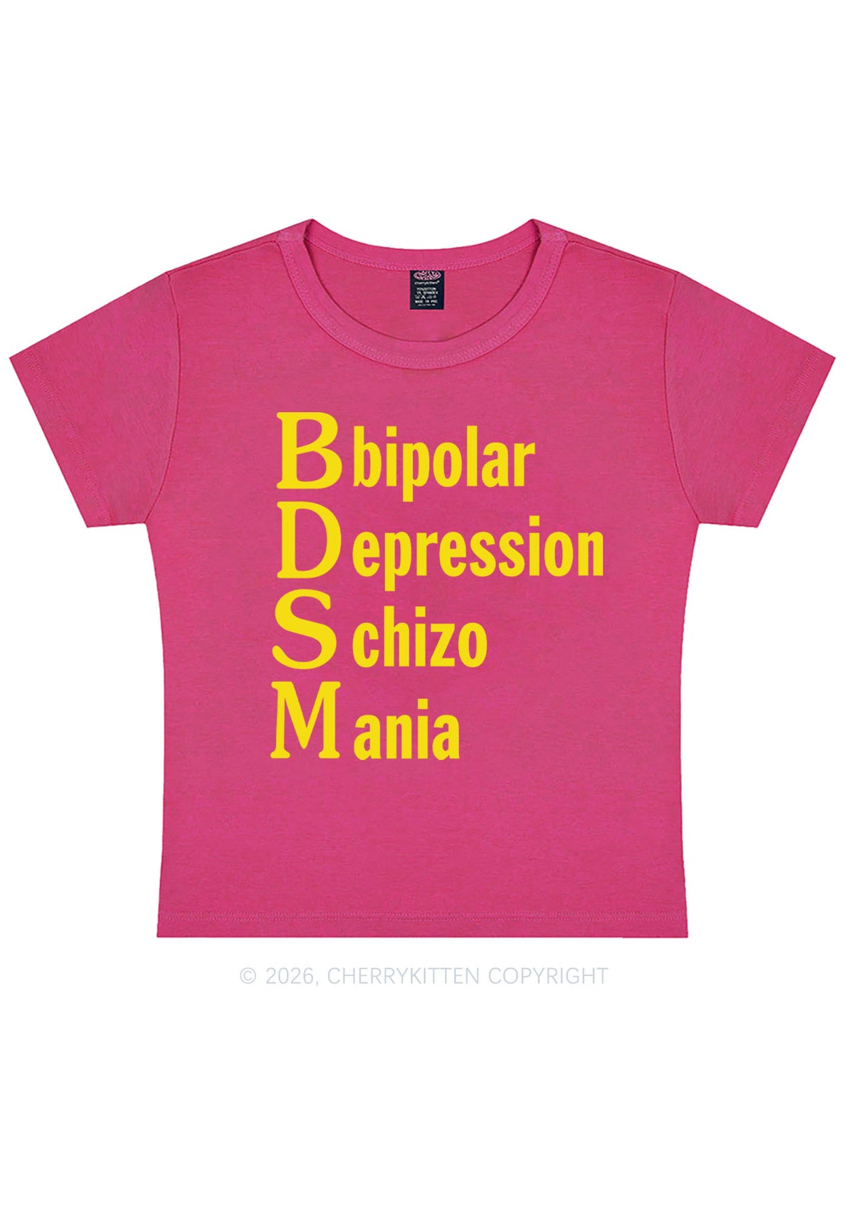Bipolar Depression Schizo Mania Y2K Baby Tee Cherrykitten
