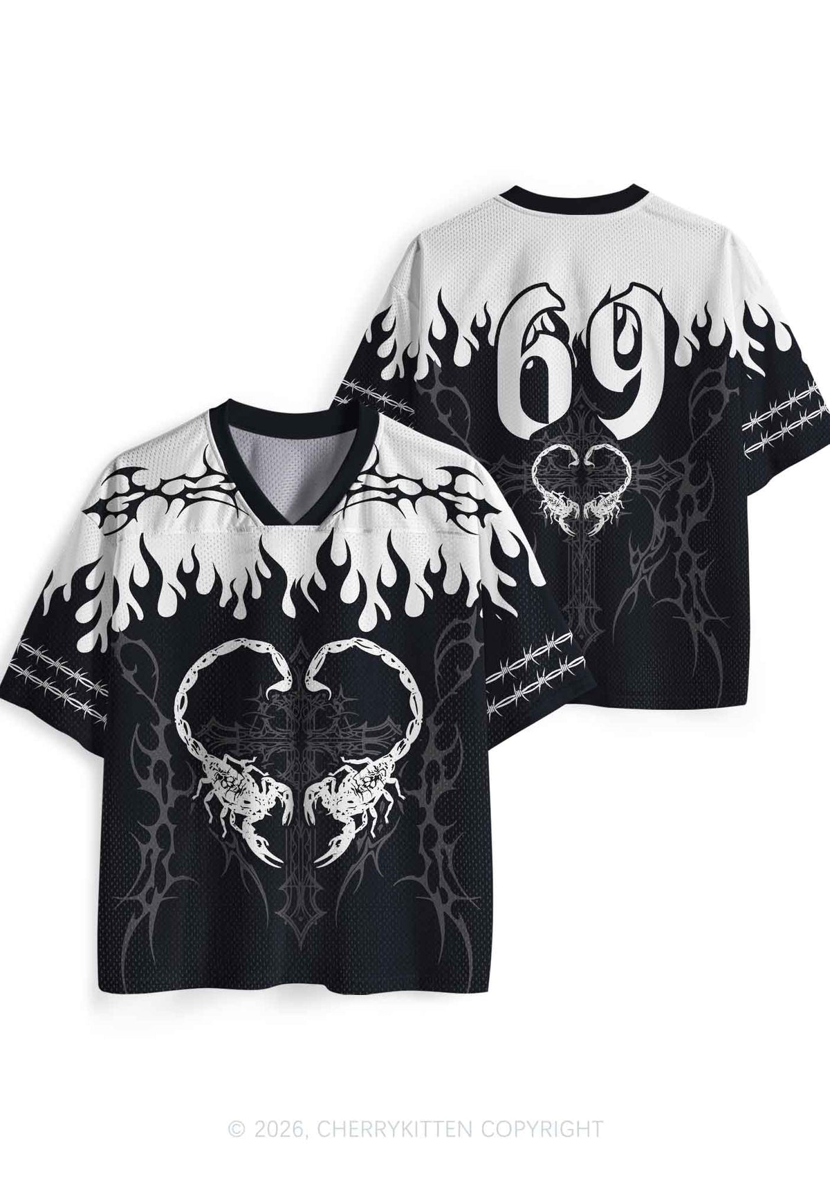 Skull Scorpion Heart Y2K Sport Jersey Shirts Cherrykitten