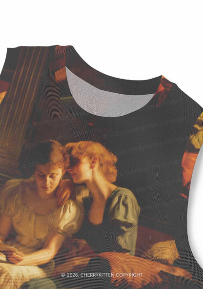 Two Women Reading Letter Pride Y2K Mesh Muscle Tank Cherrykitten