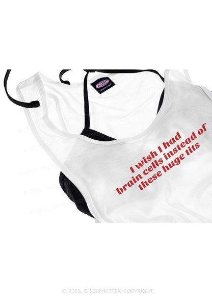 I Wish Brain Cells Y2K Sheer Boyfriend Tank Cherrykitten