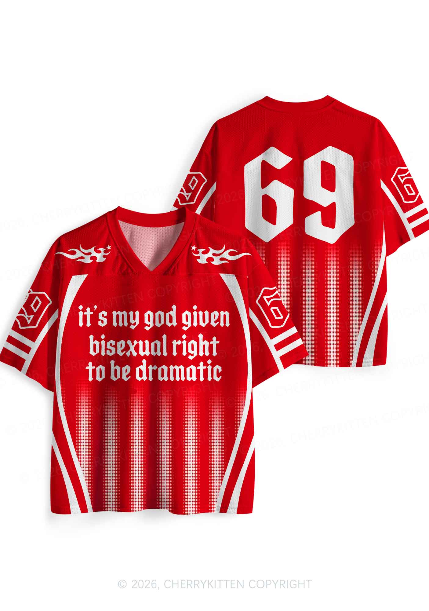 God Given Bisexual Right Pride Y2K Sport Jersey Shirts Cherrykitten