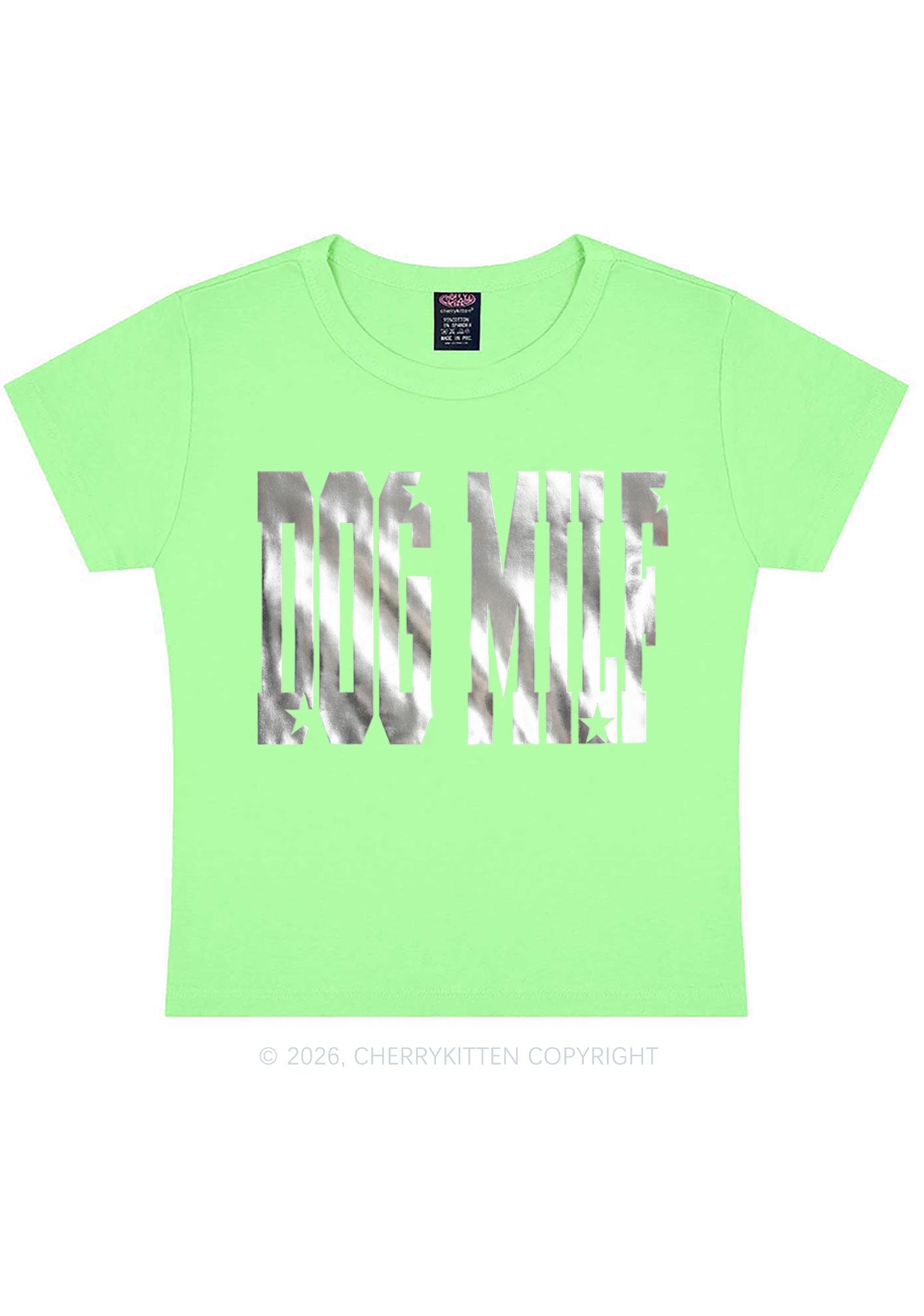 Dog Mxxf Silver Foil Printed Y2K Baby Tee Cherrykitten