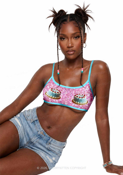 Cherry Cake Y2K Print Super Crop Cami Cherrykitten