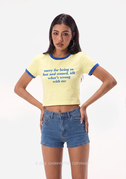 Sorry For Being Hot And Stoned Y2K Ringer Tee Cherrykitten