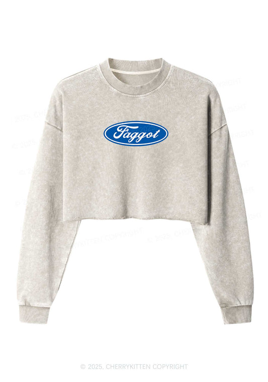 Faggot Pride Y2K Crop Washed Sweatshirts Cherrykitten