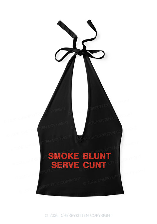 Smoke Blunt Y2K Halter Deep V Neck Cami Cherrykitten