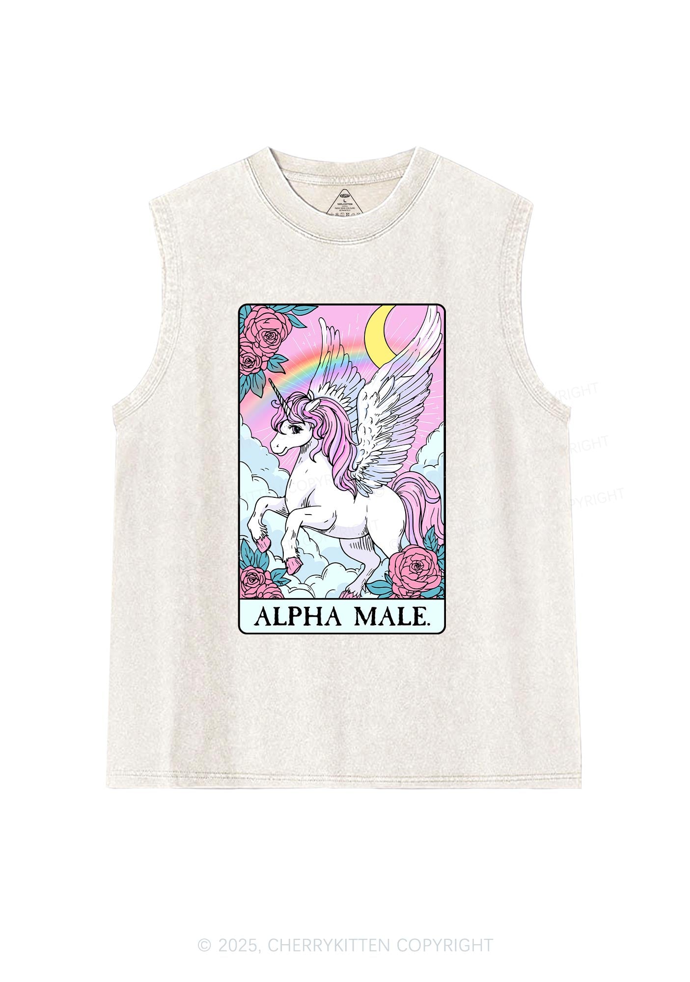 Rose Unicorn Alpha Male Y2K Washed Muscle Tank Cherrykitten