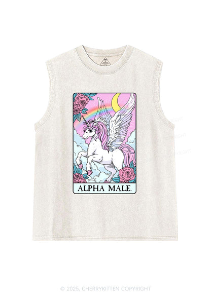Rose Unicorn Alpha Male Y2K Washed Muscle Tank Cherrykitten