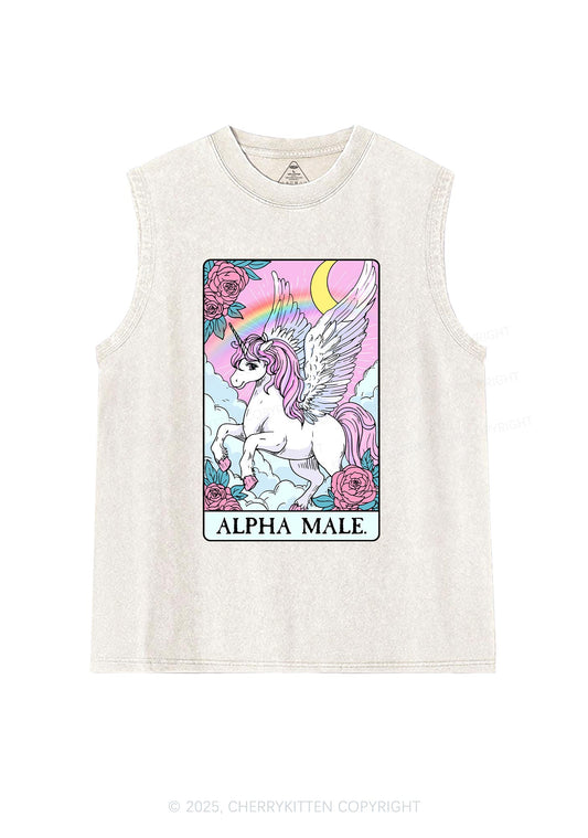 Rose Unicorn Alpha Male Y2K Washed Muscle Tank Cherrykitten