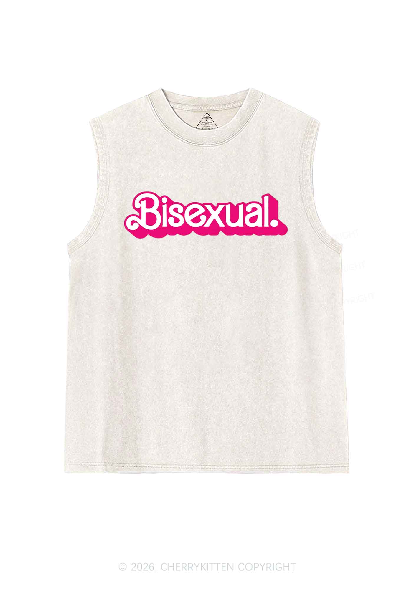 Pink Bisexual Pride Y2K Washed Muscle Tank Cherrykitten