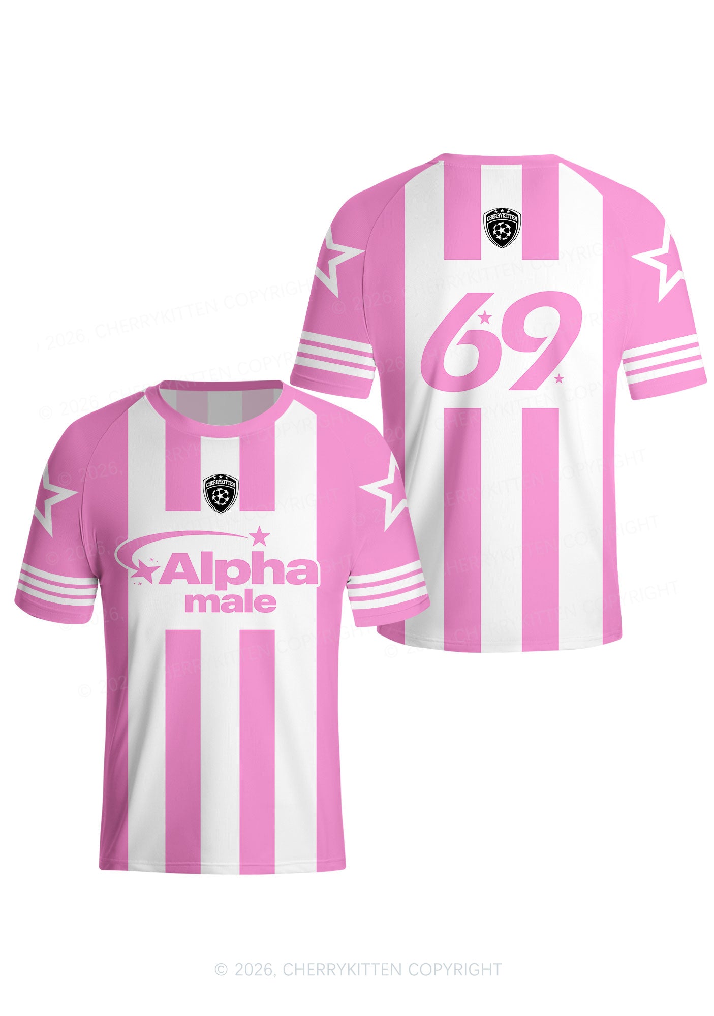 Alpha Male Pink White Stripes Pride Y2K Football Jersey Shirts Cherrykitten