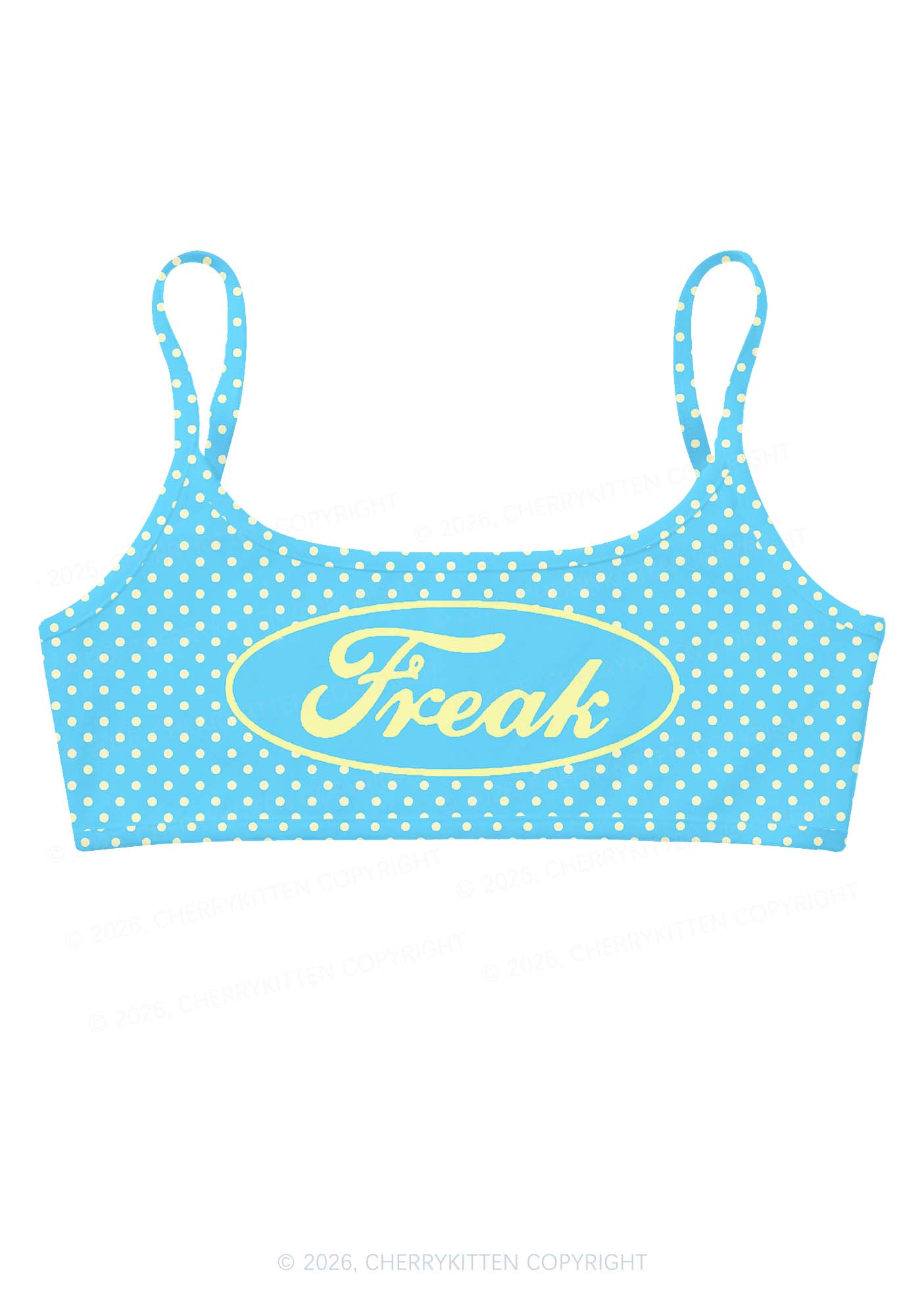 Yellow Polka Dots Freak Y2K Print Super Crop Cami Cherrykitten