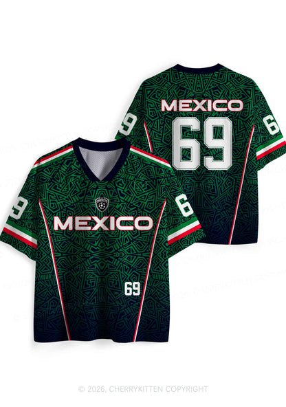 Custom Green Mexico Geometric Pattern Y2K Sport Jersey Shirts Cherrykitten