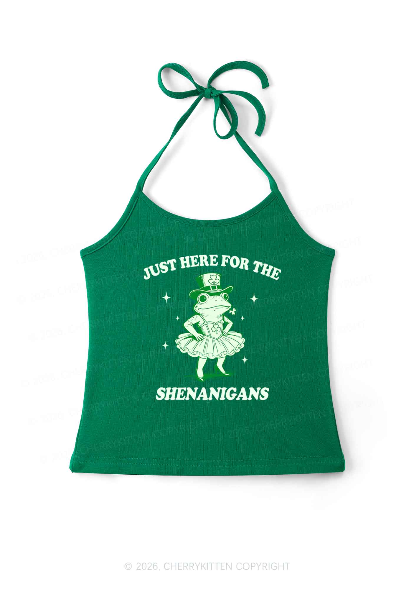 Just Here For The Shenanigans St Patricks Y2K Halter Neck Cami Cherrykitten