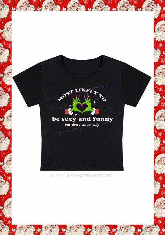 Queen Heart Be Funny Christmas Y2K Baby Tee Cherrykitten